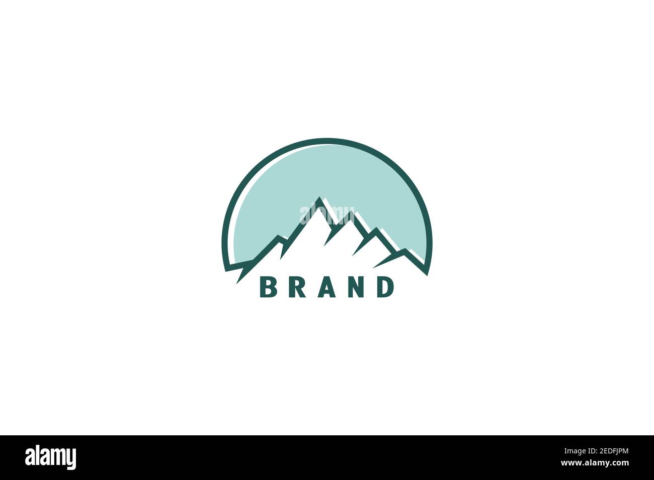 Design con logo Mountain, identità del marchio semplice e minimalista. Illustrazione Vettoriale