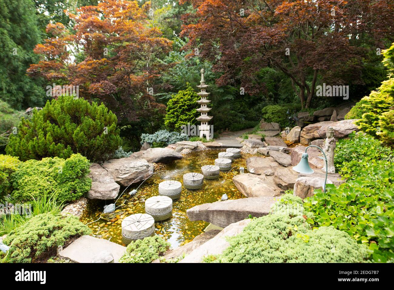 Il giardino giapponese a Hillwood, la proprietà di Marjorie Merritheather Post a Washington, DC, Stati Uniti. Foto Stock