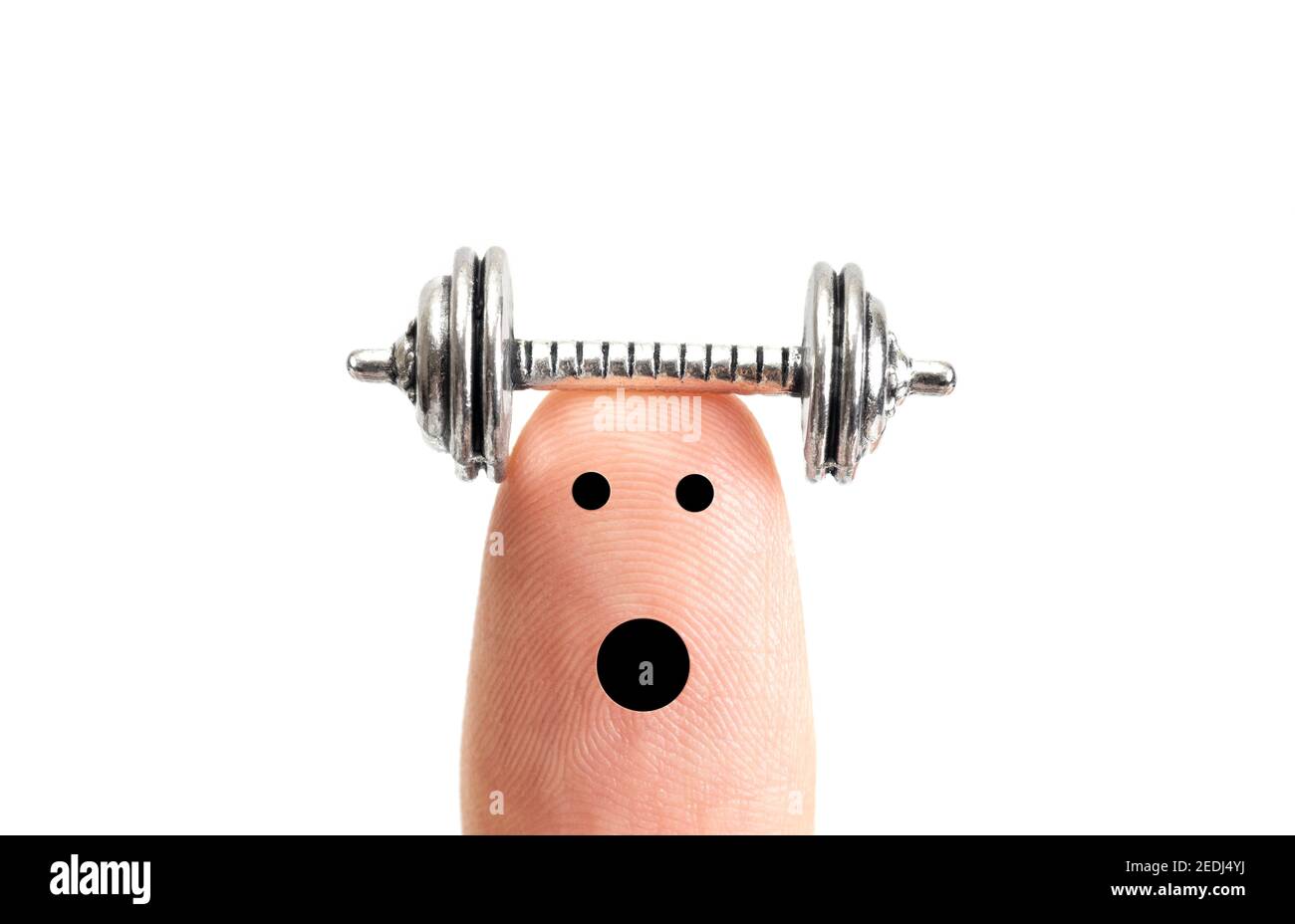 Il personaggio delle dita solleva un dumbell Foto Stock