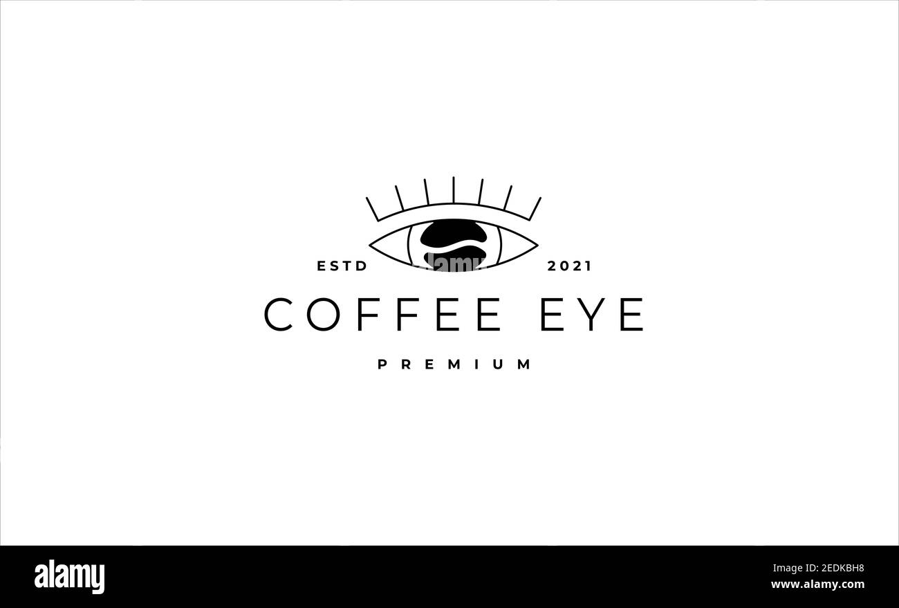 Immagine vettoriale del design con logo monoline Coffee Eye Foto Stock