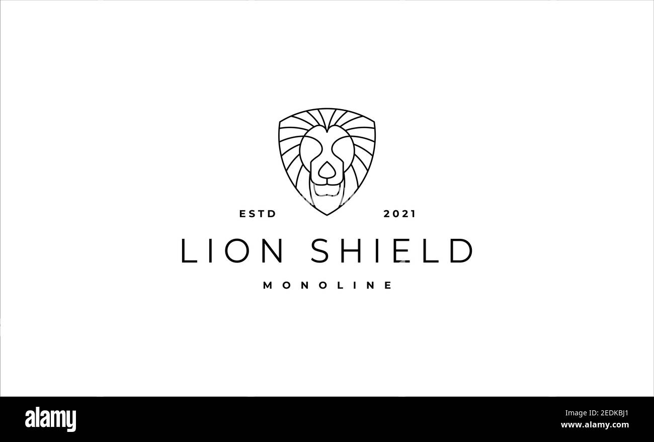 Illustrazione vettoriale del logo Lion monoline Foto Stock