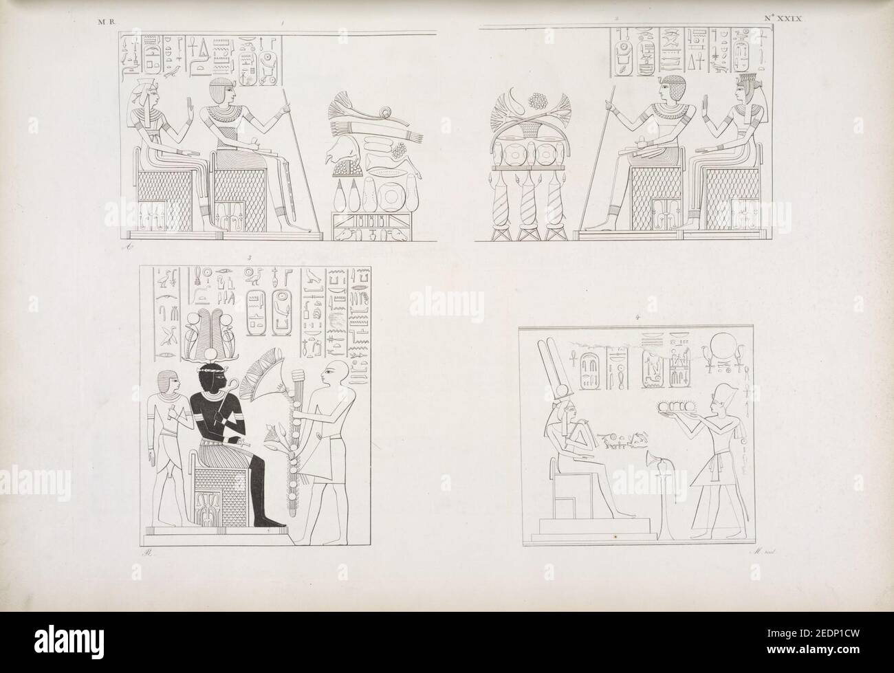 Quadri di Amenôf i (Amenhotep i), e delle sue successive mogli Aahothph (Ahhotpe), e Nofre-Ari (Ahmose-Nofreteri) Foto Stock