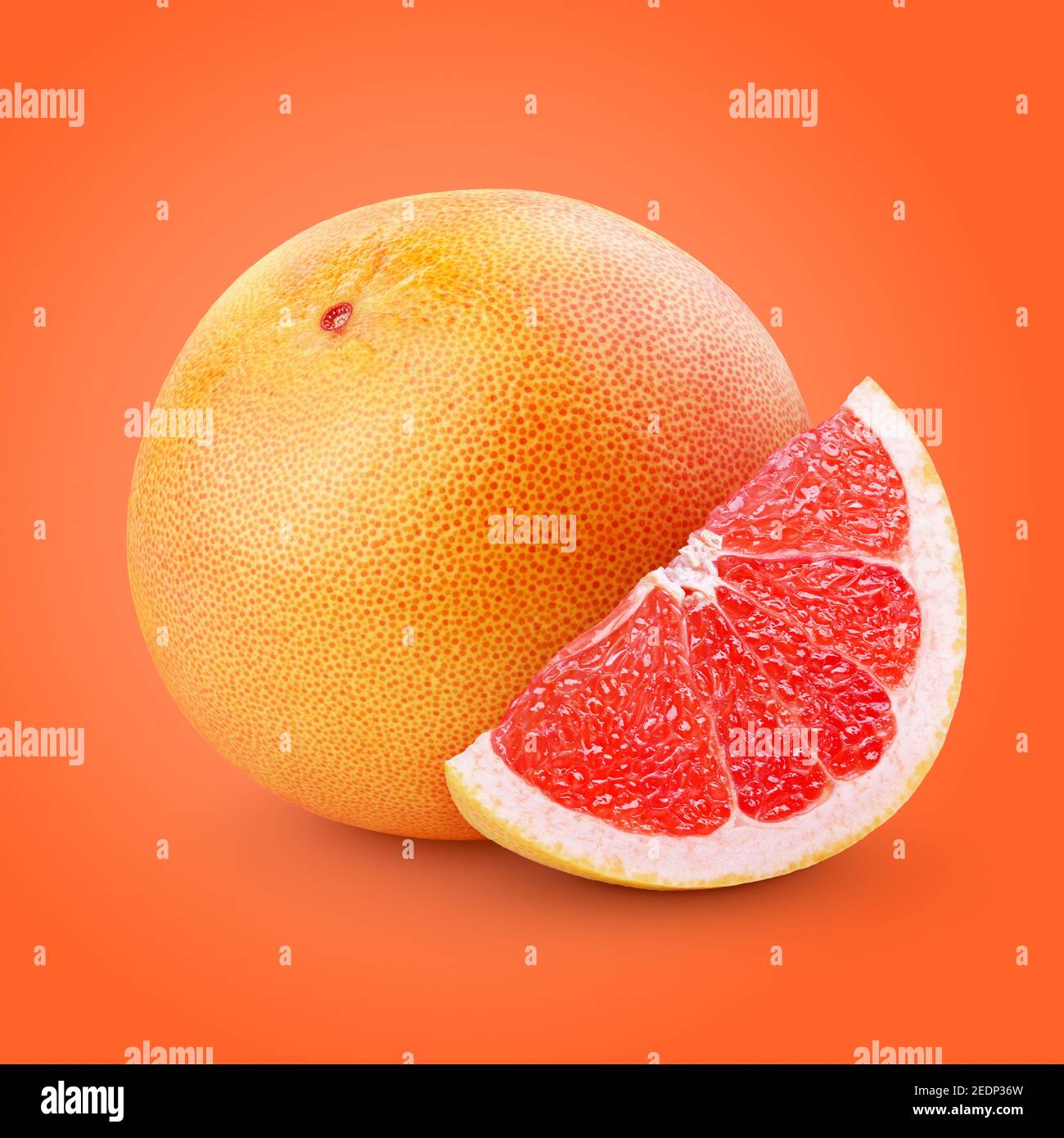 Agrumi al pompelmo con fetta di scorza Foto Stock