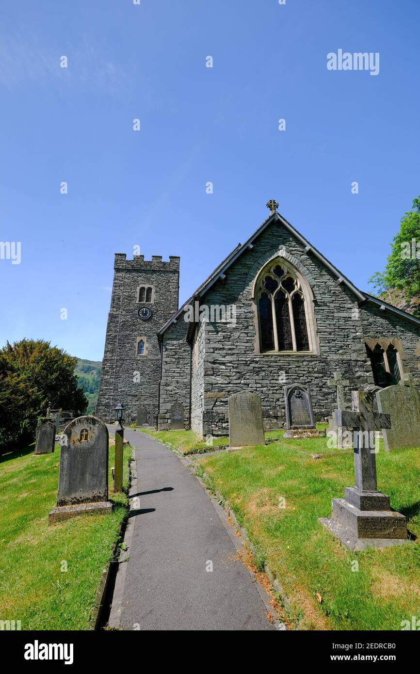 Chiesa della Santissima Trinità a Chapel Stile nel Lake District, Regno Unito. Foto Stock