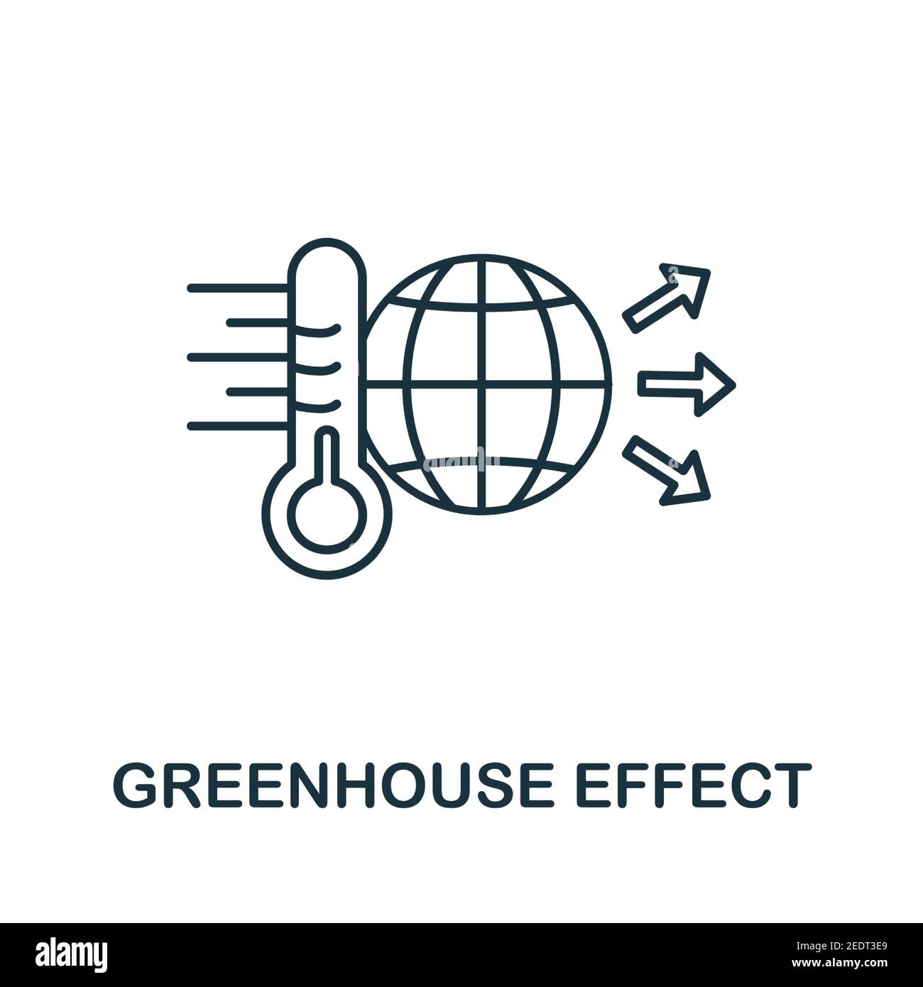 Icona effetto serra. Elemento semplice della raccolta del riscaldamento globale. Icona effetto serra creativo per il web design, modelli, infografiche e. Illustrazione Vettoriale