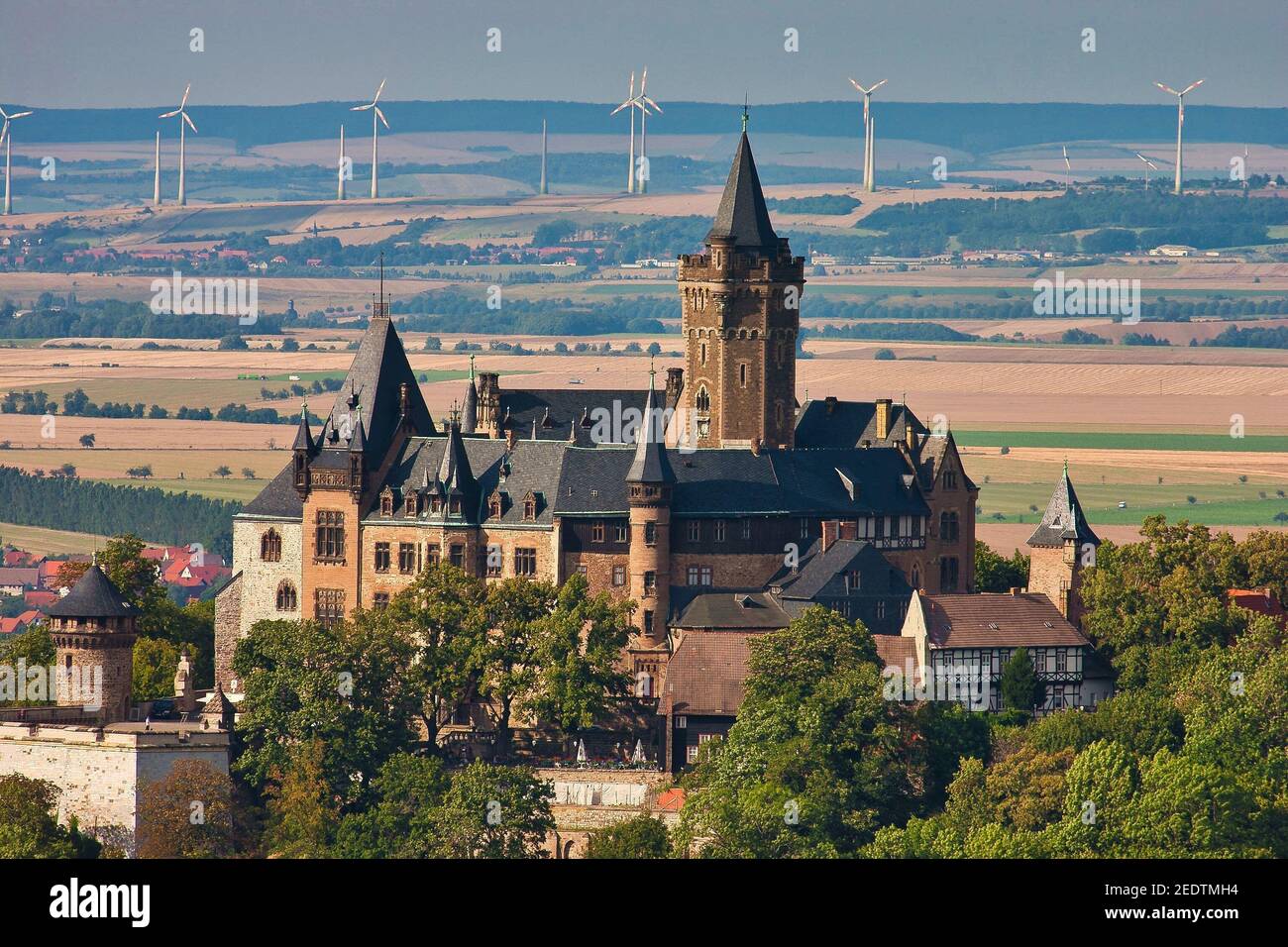 Castello Wernigerode in Harz germania panorama Foto Stock