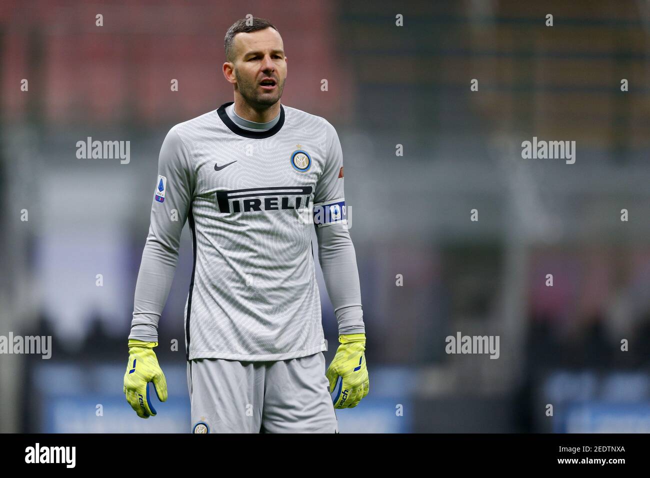 14 febbraio 2021, Milano, Italia: Milano, Italia, Stadio Giuseppe Meazza, 14 febbraio 2021, Samir Hananovic (FC Internazionale) durante FC Internazionale vs SS Lazio - Calcio italiano Serie A match (Credit Image: © Francesco Scaccianoce/LPS via ZUMA Wire) Foto Stock