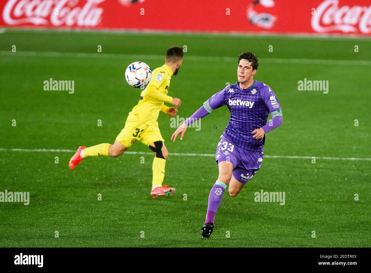 Juan Miranda di Real Betis durante il campionato spagnolo la Liga tra Villarreal e Real Betis il 14 febbraio 2021 a Estadio Ciutat de la Ceramica a Vila-Real, Spagna - Foto Maria Jose Segovia / Spagna DPPI / DPPI / LiveMedia / Sipa USA Foto Stock