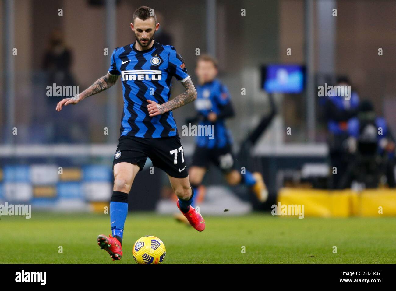 14 febbraio 2021, Milano, Italia: Milano, Italia, Stadio Giuseppe Meazza, 14 febbraio 2021, Marcelo Brozovic (FC Internazionale) durante FC Internazionale vs SS Lazio - Calcio italiano Serie A match (Credit Image: © Francesco Scaccianoce/LPS via ZUMA Wire) Foto Stock