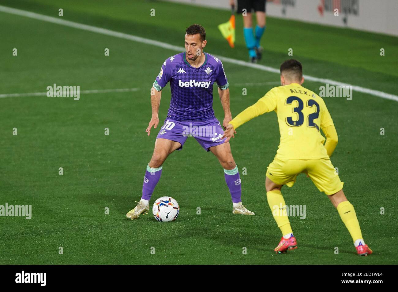 Sergio Canales di Real Betis durante il campionato spagnolo la Liga calcio mach tra Villarreal e Real Betis il 14 febbraio 2021 a Estadio Ciutat de la Ceramica a Vila-Real, Spagna - Foto Maria Jose Segovia / Spagna DPPI / DPPI / LiveMedia / Sipa USA Foto Stock