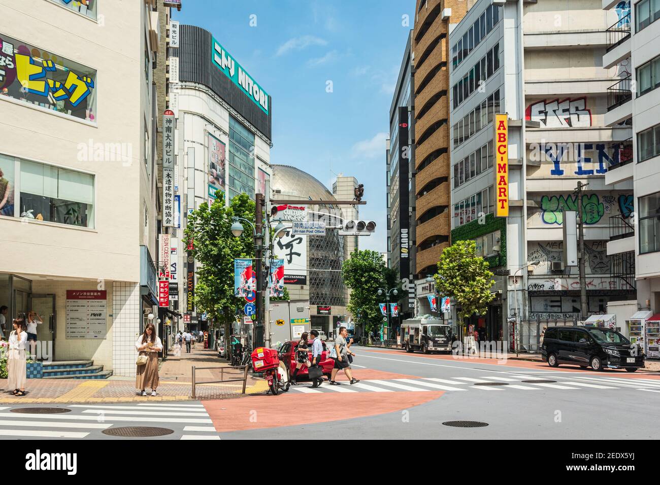 Tokyo, Giappone, Asia - 25 agosto 2019 : Via nel quartiere di Shibuya Foto Stock