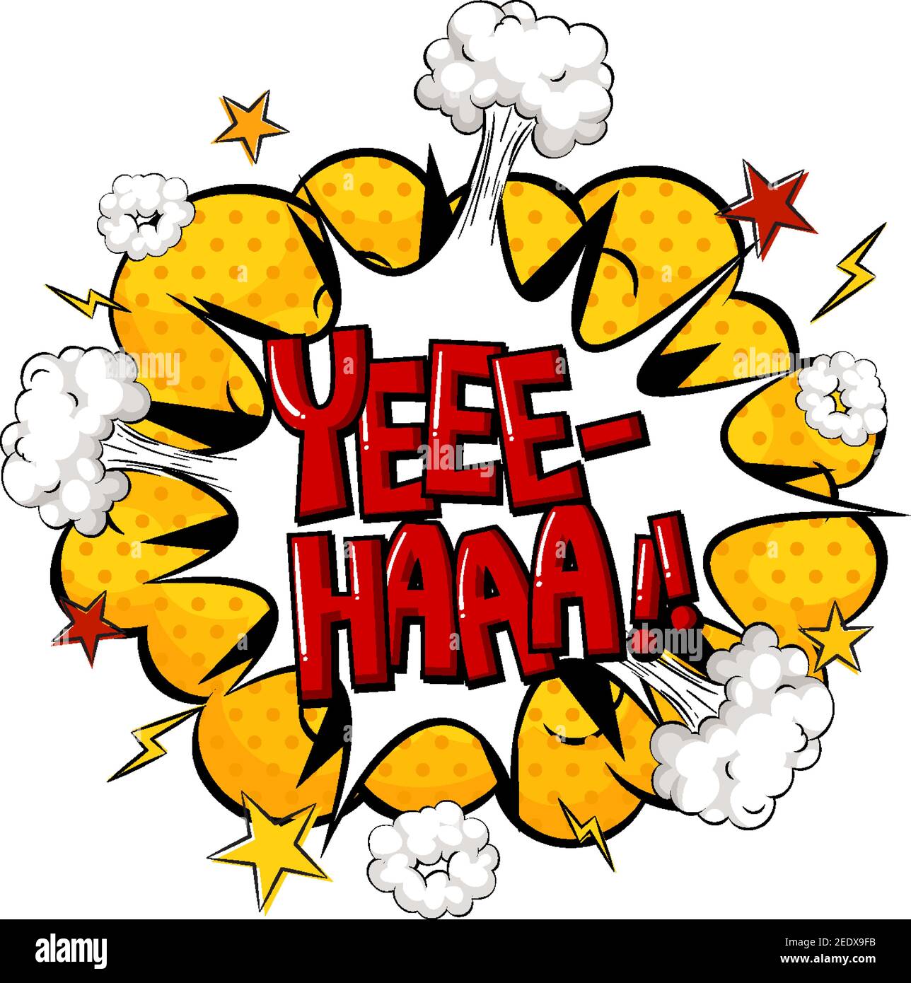 Fumetto bolla del discorso con illustrazione del testo yee-haa Illustrazione Vettoriale