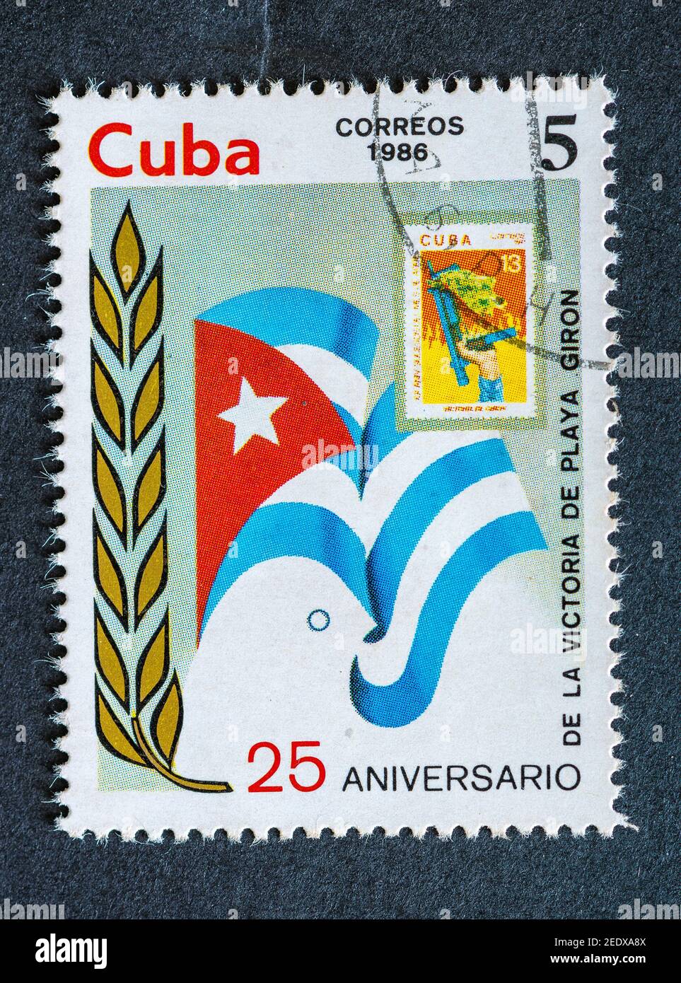 Vecchi francobolli cubani d'epoca Foto Stock