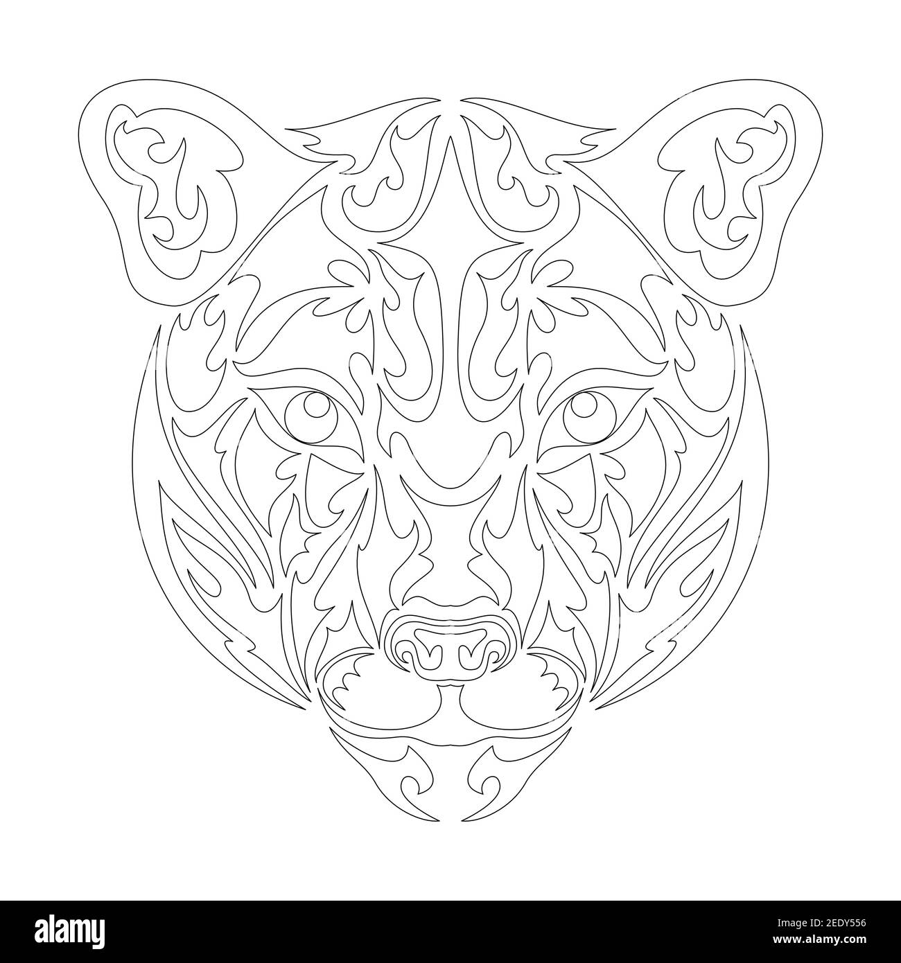 Ritratto astratto disegnato a mano di un puma. Illustrazione grafica vettoriale stilizzata per tatuaggio, logo, decorazioni da parete, stampa di T-shirt o outwear. Questo disegno Illustrazione Vettoriale