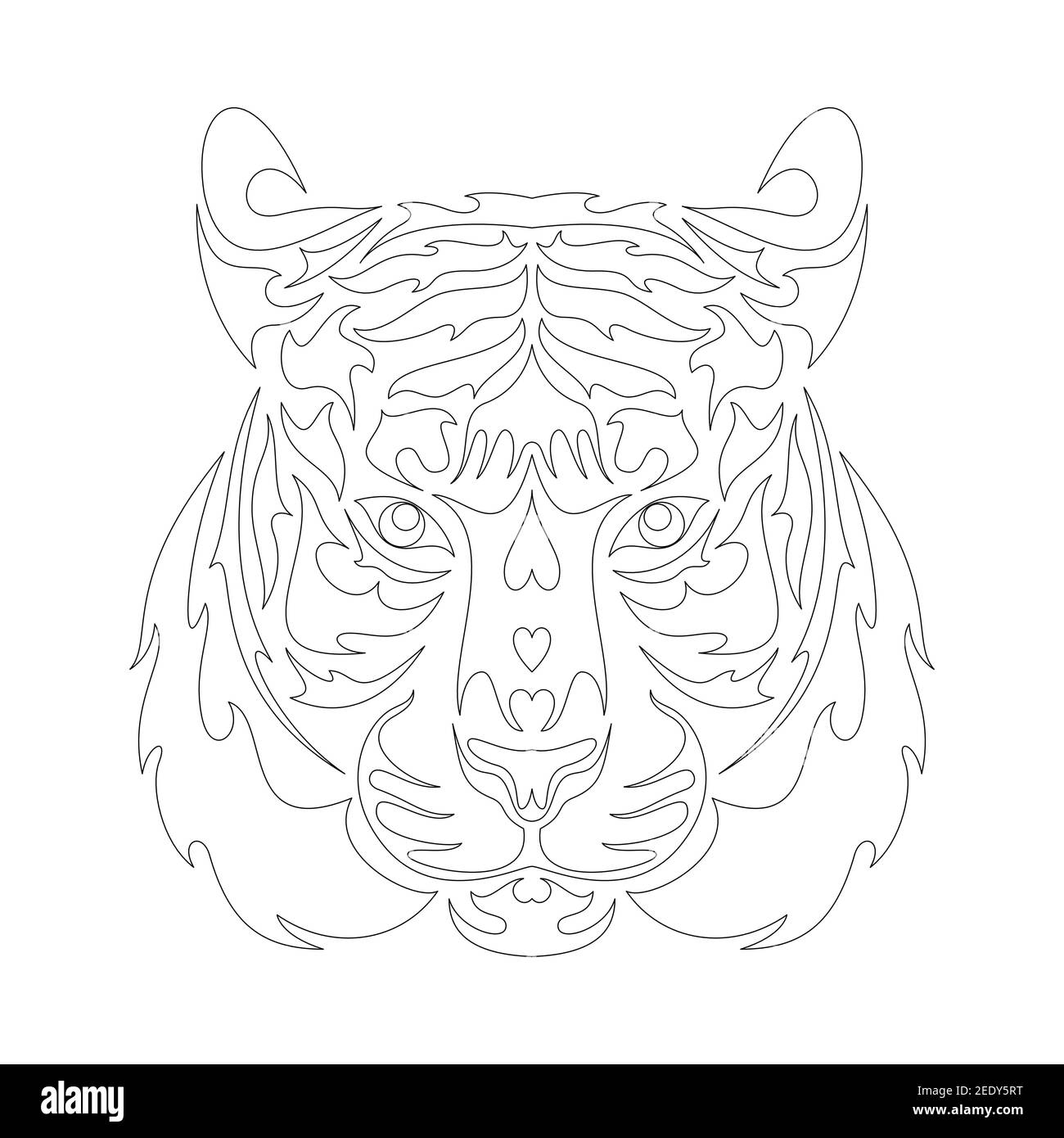 Ritratto astratto disegnato a mano di una tigre. Illustrazione grafica vettoriale stilizzata per tatuaggio, logo, decorazioni da parete, stampa di T-shirt o outwear. Questo wul disegno Illustrazione Vettoriale