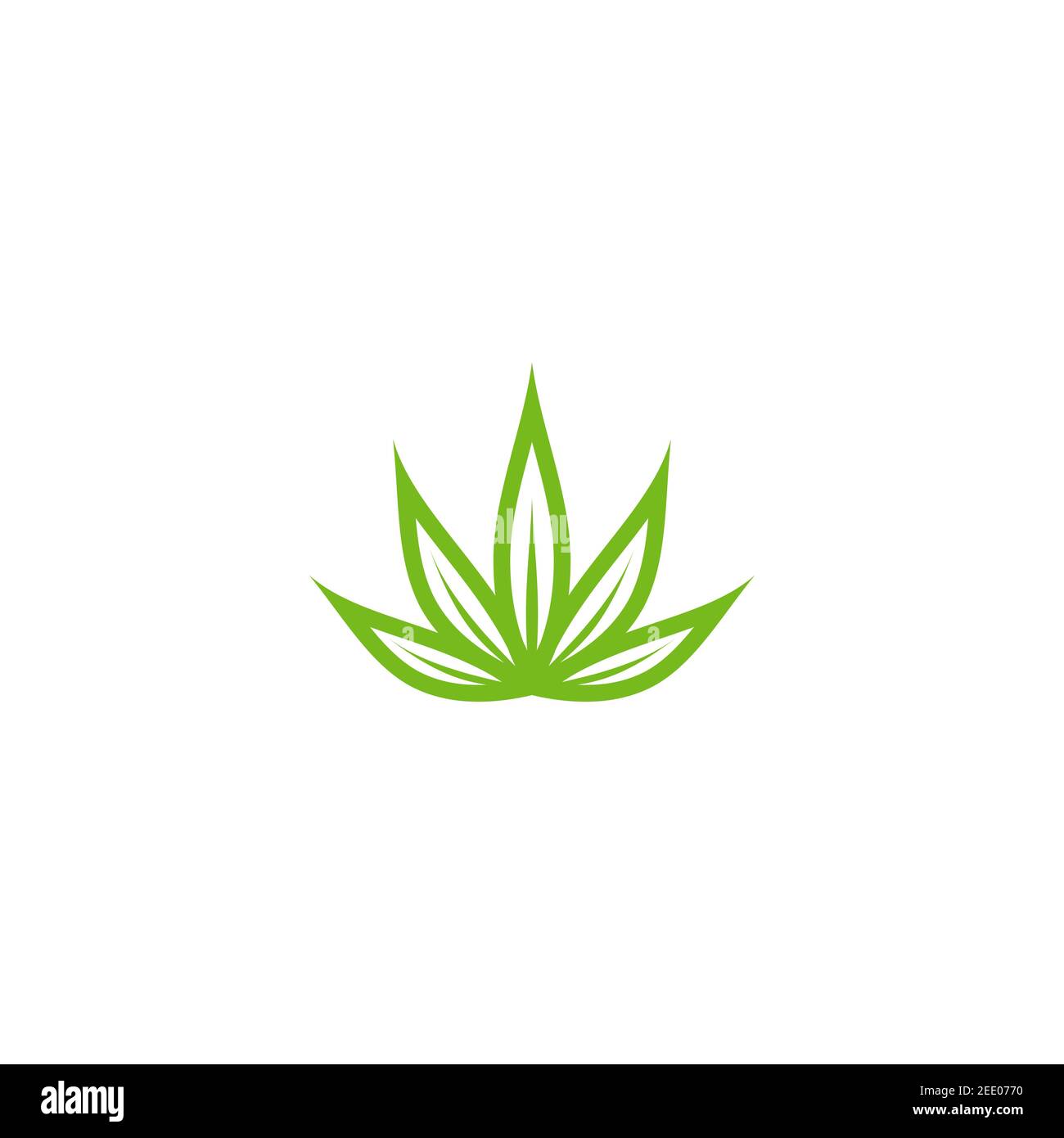 Fiore o foglie icona eco. Isolato su bianco. Illustrazione vettoriale. Foglie verdi piatte. Icona Leaf Organic. Logo di alimenti sani, ecologici, biologici, vegetali, crudi Illustrazione Vettoriale