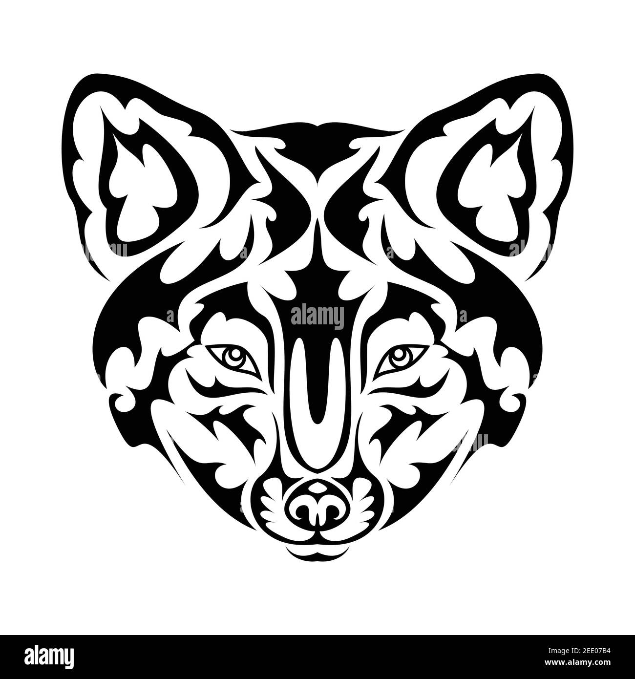 Ritratto astratto disegnato a mano di una volpe. Illustrazione grafica vettoriale stilizzata per tatuaggio, logo, decorazioni da parete, stampa di T-shirt o outwear. Questo disegno Illustrazione Vettoriale