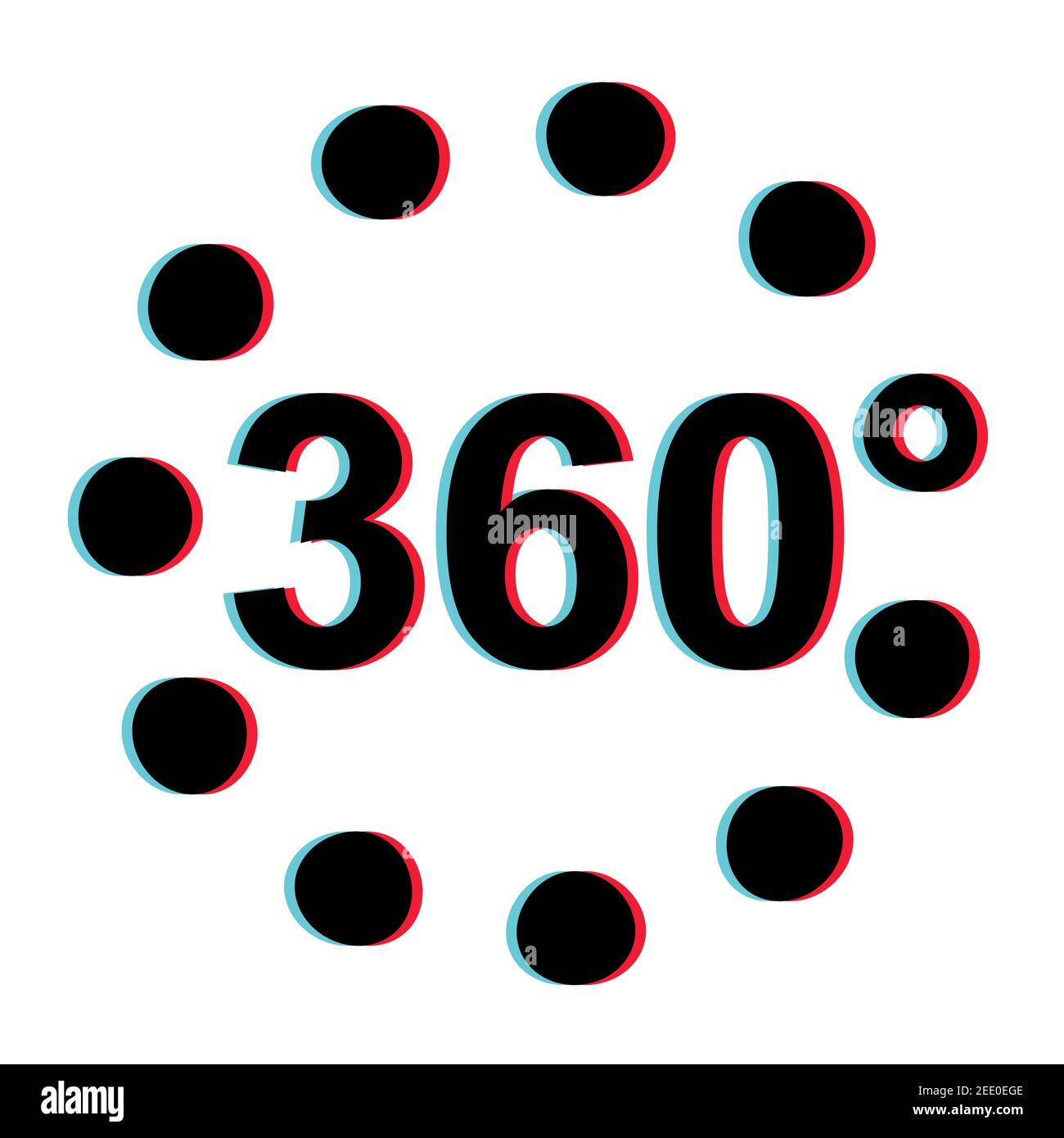 Effetto stereoscopico 3d a 360 gradi Vector Viar 3d a 360 gradi segno vr Illustrazione Vettoriale