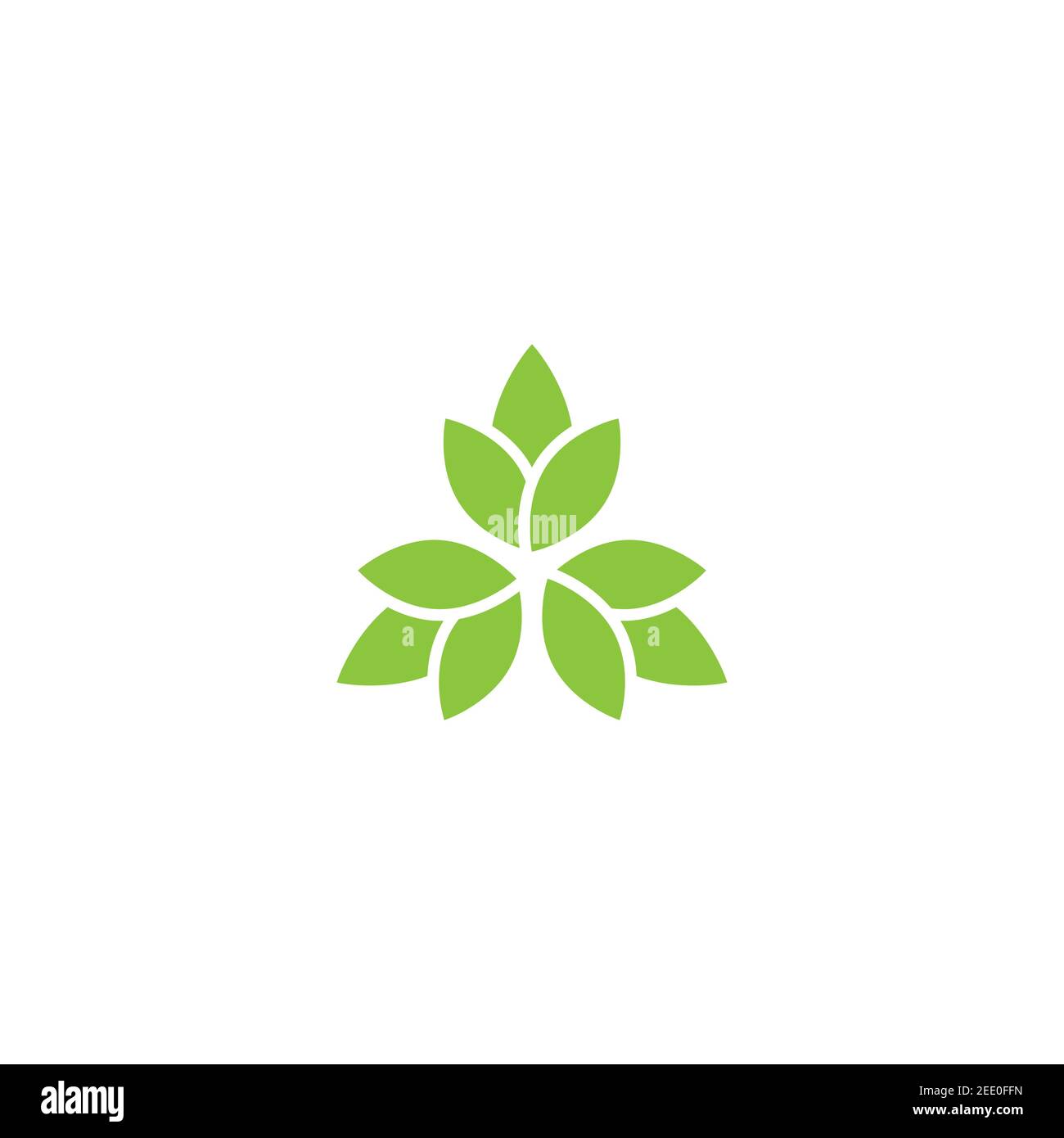 Logo ecologico a tre foglie, isolato su bianco. Illustrazione vettoriale.  Foglie verdi piatte. Foglia biologica icona. fiore di loto Immagine e  Vettoriale - Alamy
