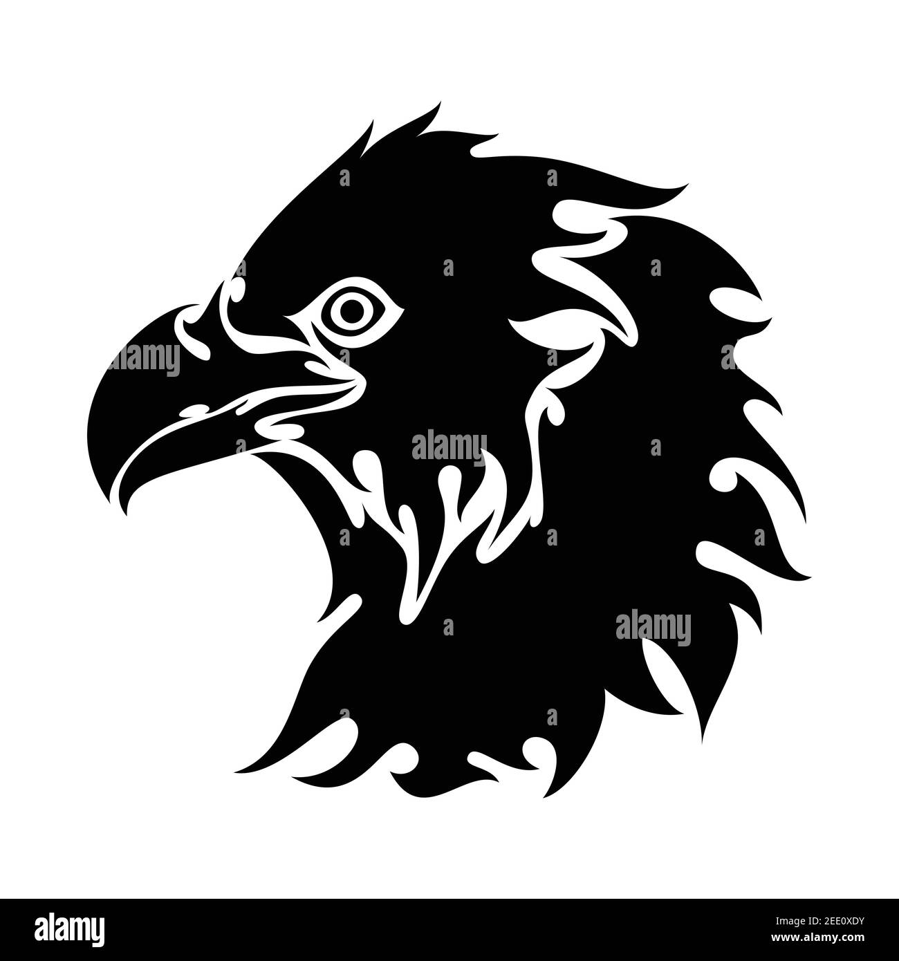 Ritratto astratto disegnato a mano di un'aquila. Illustrazione grafica vettoriale stilizzata per tatuaggio, logo, decorazioni da parete, stampa di T-shirt o outwear. Questo disegno wou Illustrazione Vettoriale