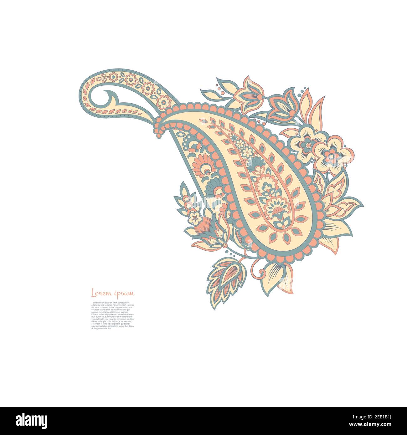 Floreale Paisley ornamento vettoriale colorato. Modello isolato Illustrazione Vettoriale