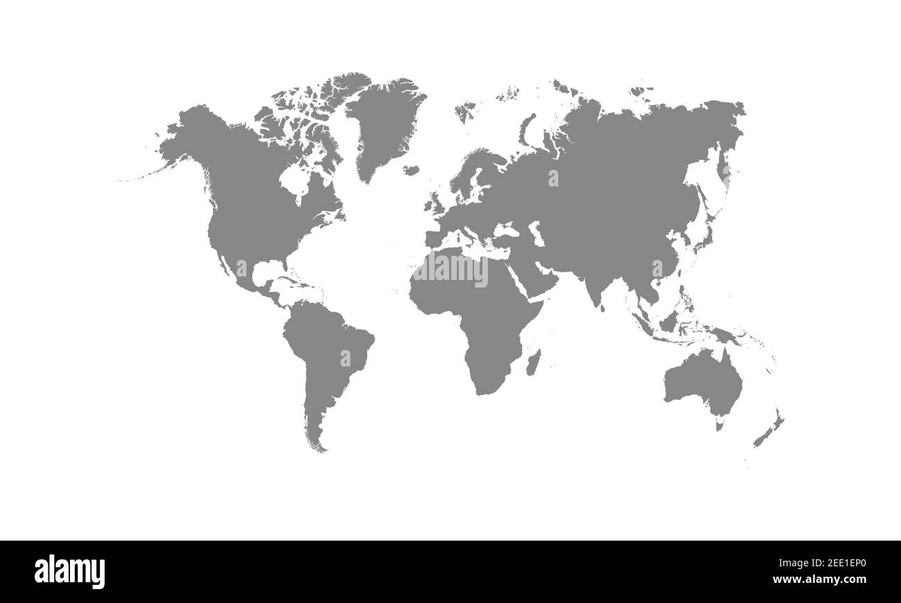 Mappa del mondo su sfondo bianco. Illustrazione Vettoriale