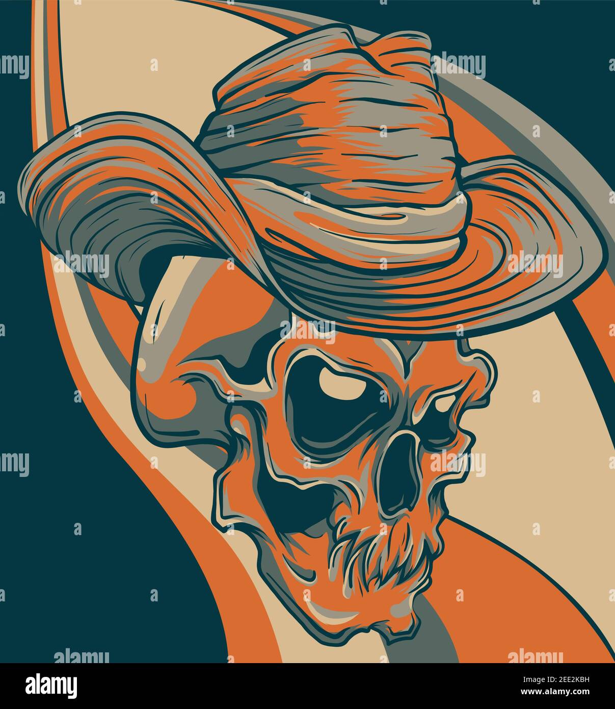 I Gangster skull tattoo. Testa di morte con sigaro e vettore di hat Illustrazione Vettoriale