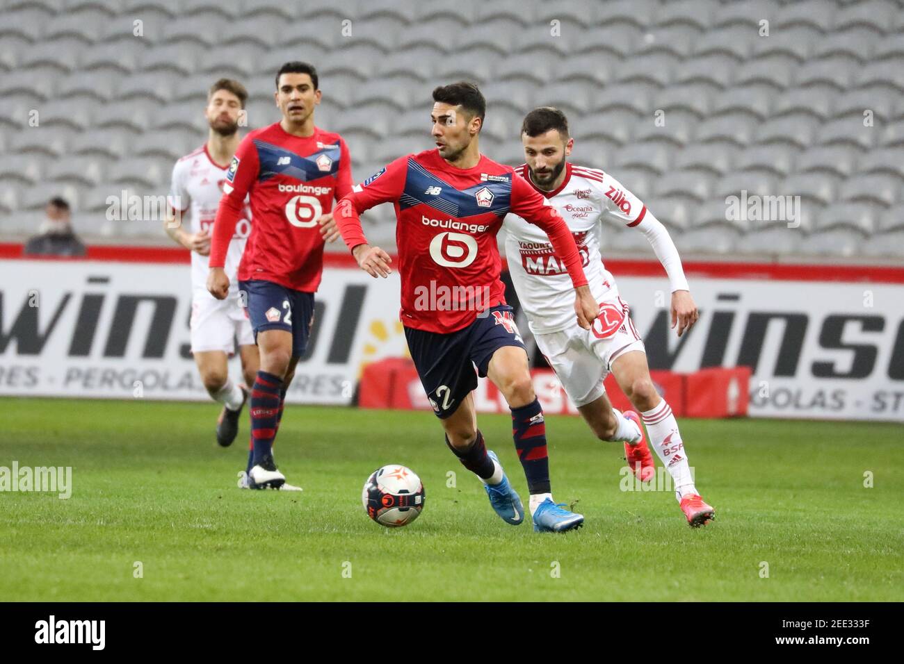 CELIK 2 LOSC durante il campionato francese Ligue 1 partita di calcio tra Lille OSC e Stade Brestois 29 il 14 febbraio 202 / LM Foto Stock