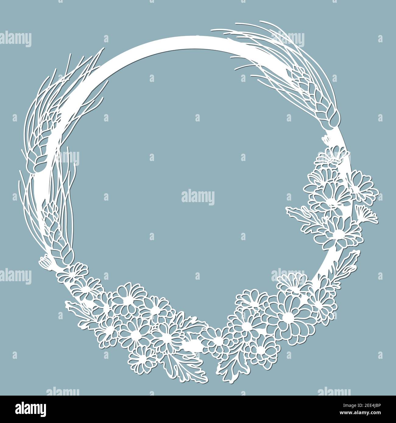 Crisantemi. Dima per taglio laser e Plotter. Fiori, foglie per decorazione. Illustrazione vettoriale. Adesivi fiori, plotter e schermo Illustrazione Vettoriale