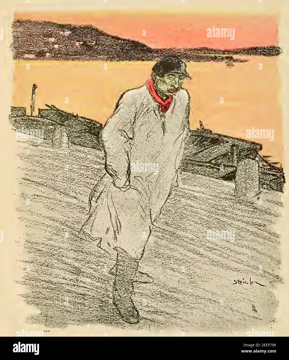 Un Apache. Membro della Fraternità criminale parigina di Theophile Steinlen. Foto Stock Un Apache. Membro della Fraternità criminale parigina di Theophile Steinlen. Foto Stock