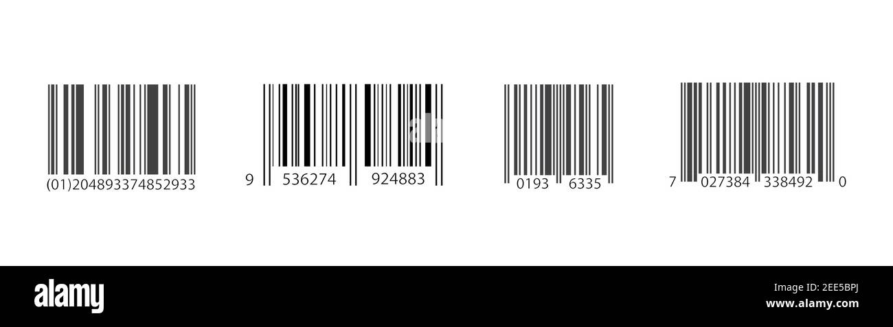Vettore set di codici a barre. Codice di scansione universale del prodotto. Isolato Illustrazione Vettoriale