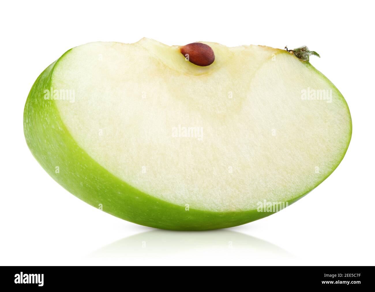 Verde mela slice isolati su sfondo bianco Foto Stock
