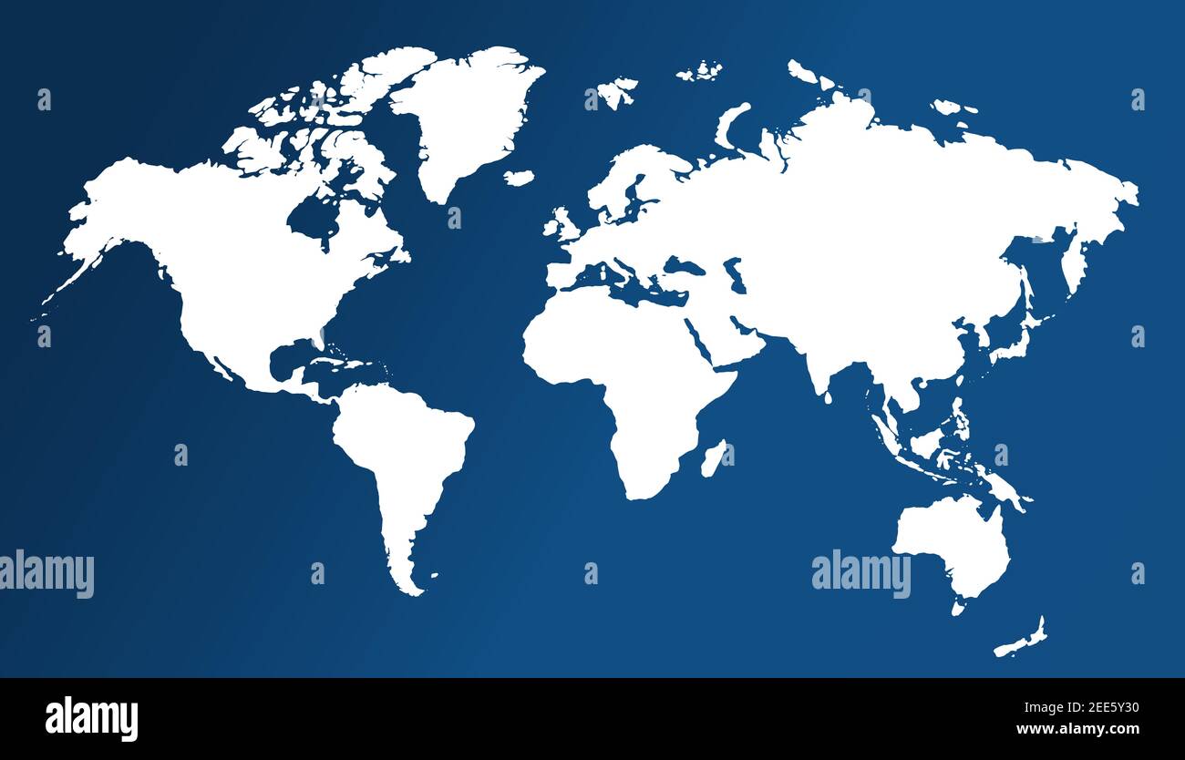 Mappa del mondo isolata su bianco. Mappa blu del mondo. Vettore Illustrazione Vettoriale
