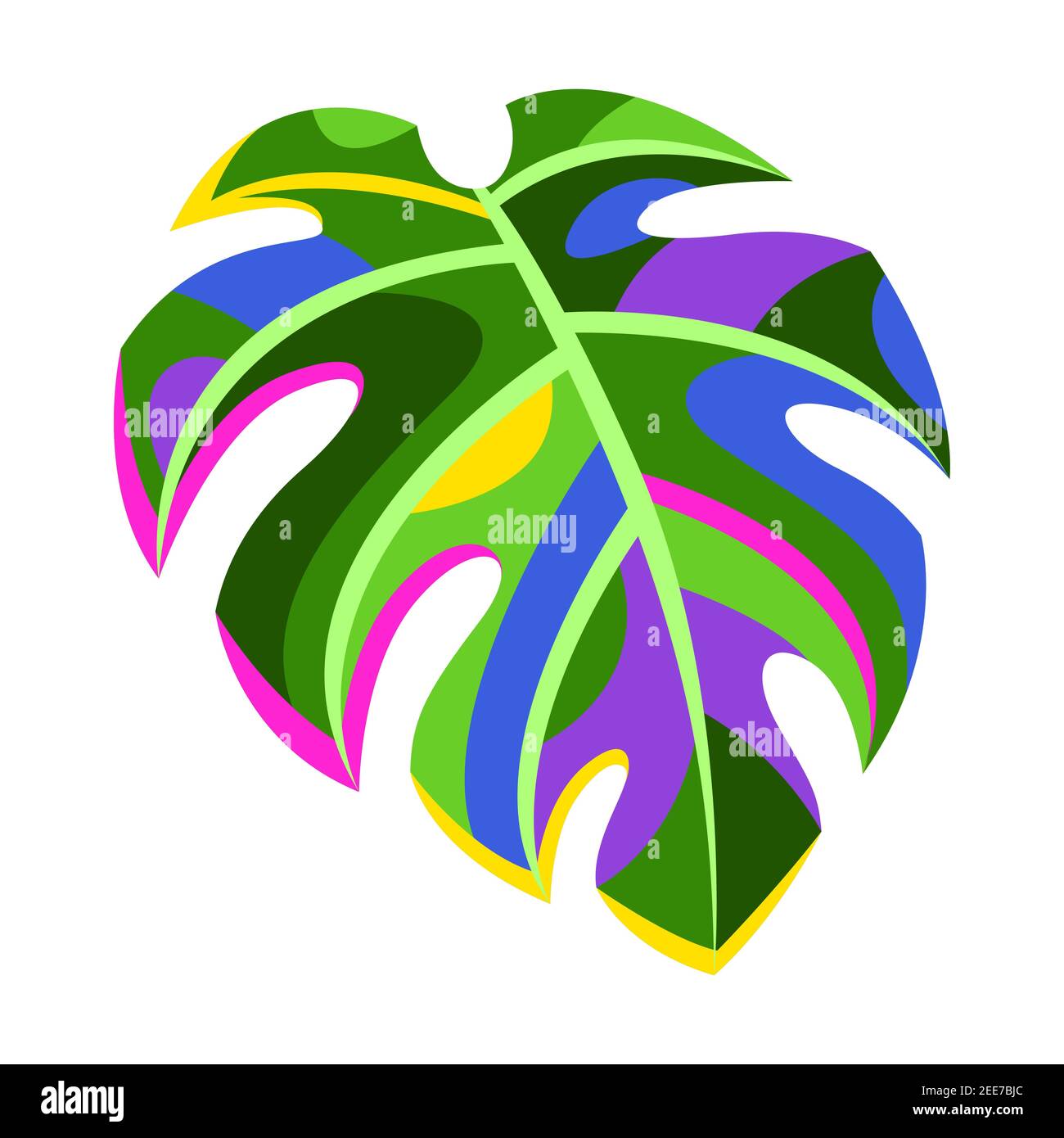 Illustrazione della foglia di monstera stilizzata. Illustrazione Vettoriale