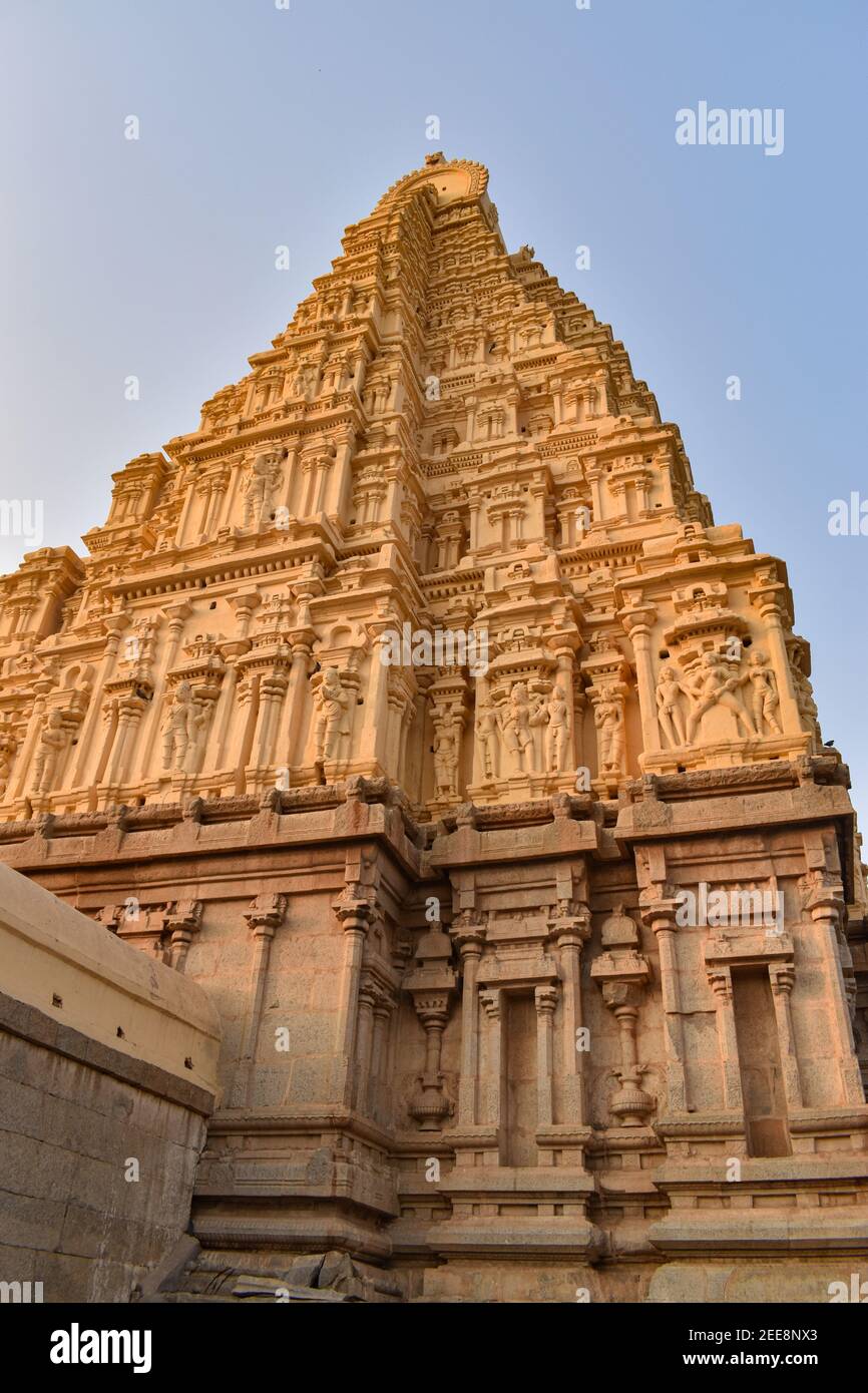 tempio di virupaksha, primo piano sparato ad hampi, Karnataka. Foto Stock