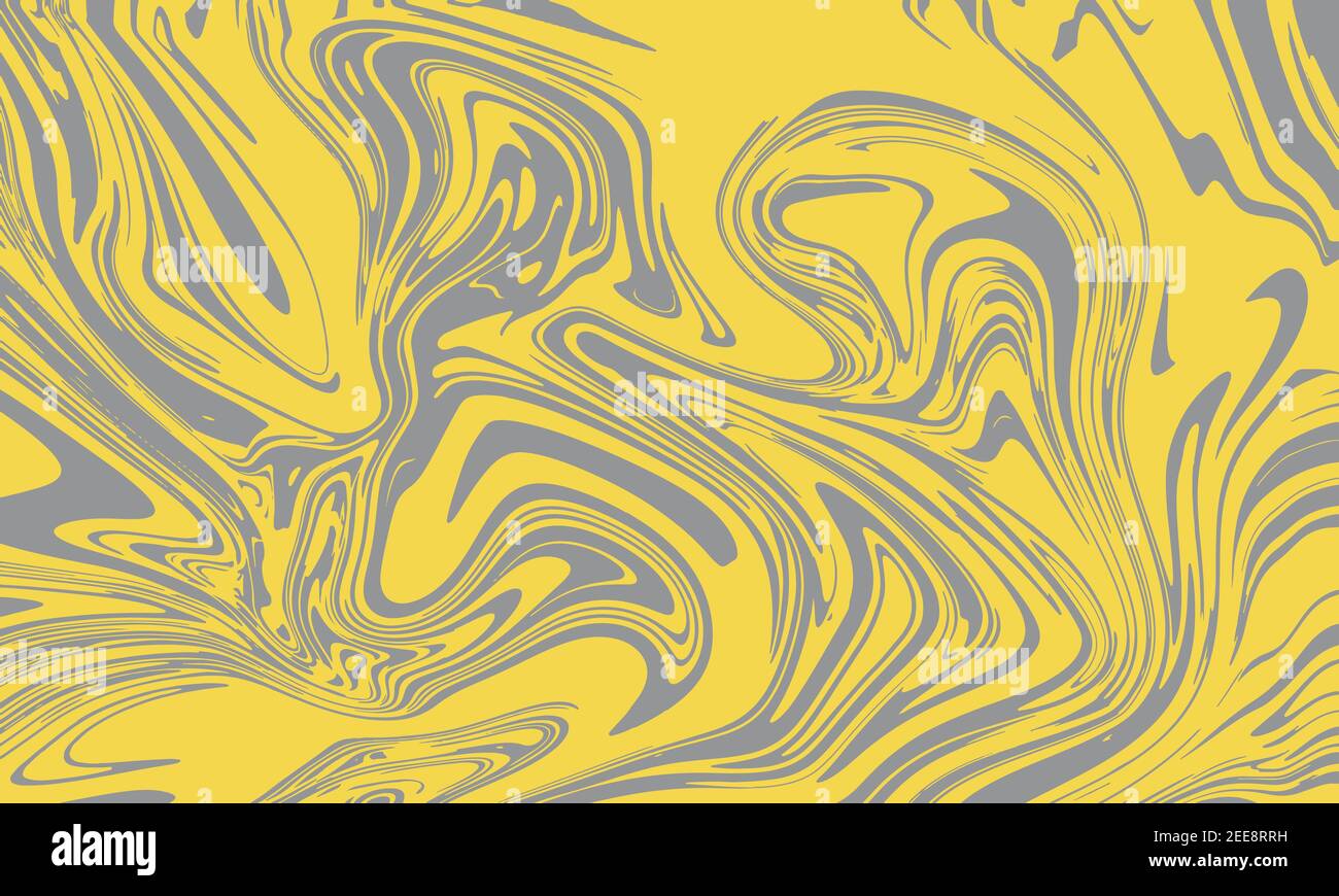 Fondo liquido moderno astratto. Struttura in marmo nei colori grigio e giallo di 2021 anni. Illustrazione Vettoriale