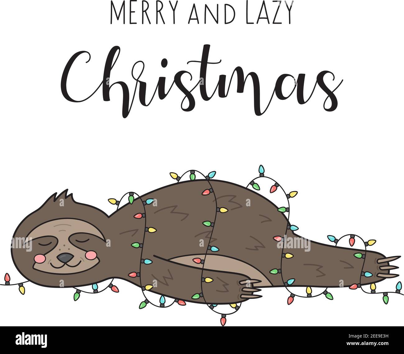 Allegro e pigro Natale sloth illustrazione vettoriale Illustrazione Vettoriale