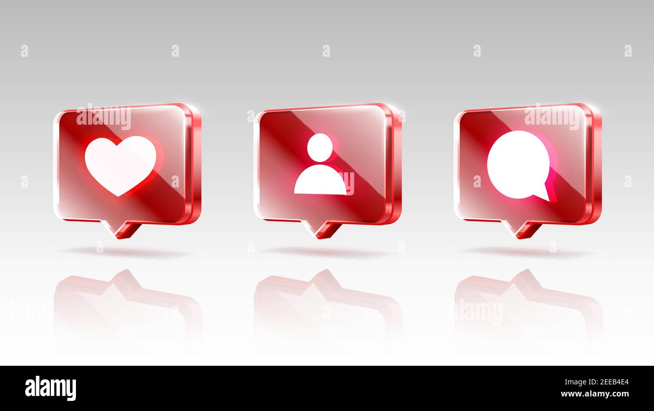 Le icone di tipo mano e chat sono impostate, il banner 3d del seguace dei segni, i migliori social media post. Illustrazione vettoriale Illustrazione Vettoriale