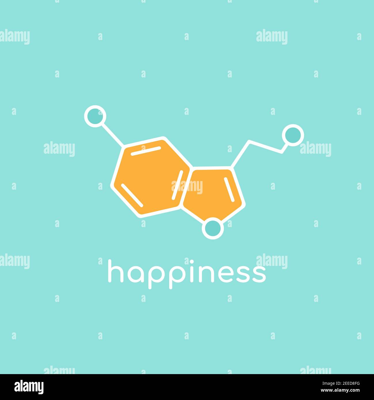 Icone Di Serotonina E Dopamina Struttura Chimica Molecolare Segni Ormonali Felici O