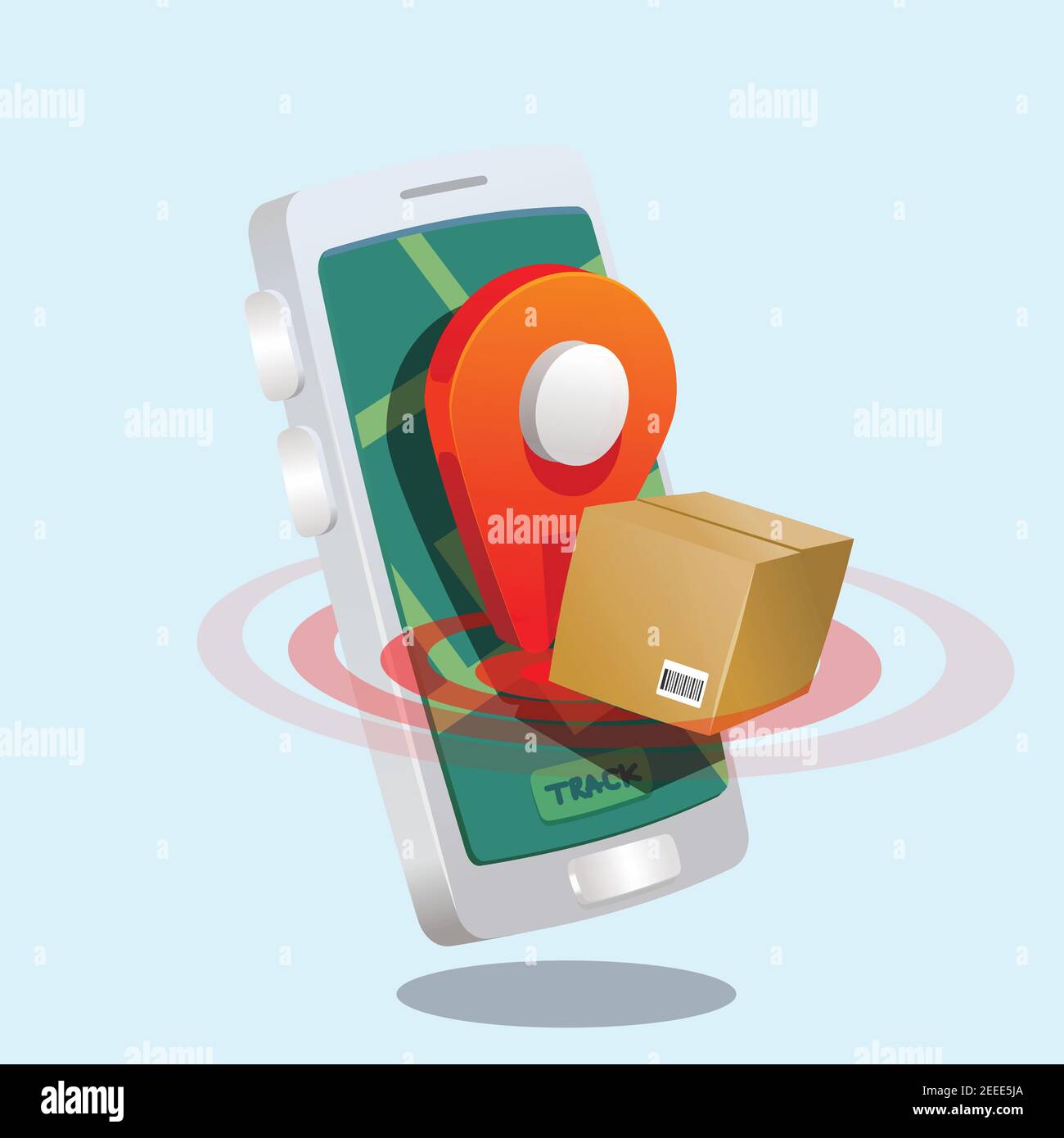 icona di tracciamento dei pacchetti. tracciamento della consegna sullo smartphone illustrazione vettoriale 3d Illustrazione Vettoriale