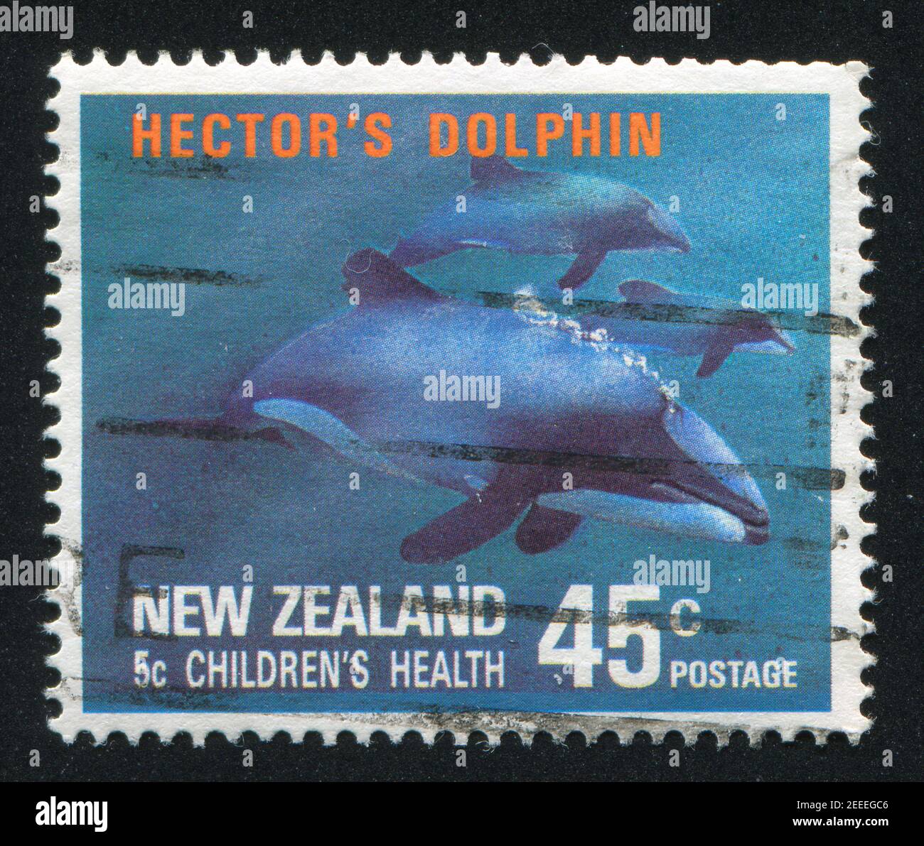 NUOVA ZELANDA - CIRCA 1991: Francobollo stampato dalla Nuova Zelanda, mostra delfini, circa 1991 Foto Stock