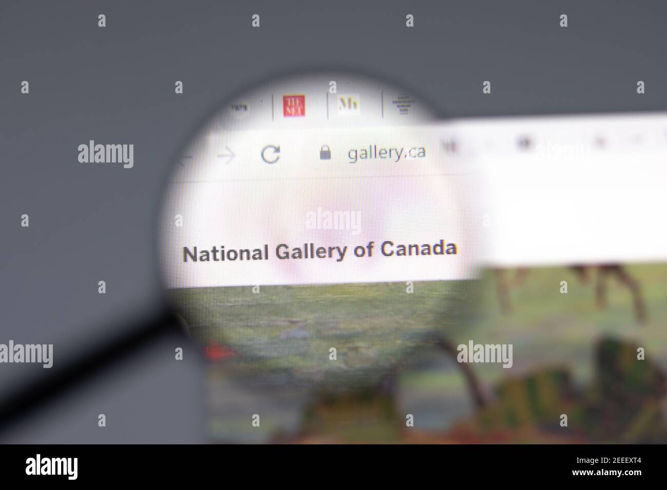 New York, USA - 15 Febbraio 2021: Sito web della National Gallery of Canada in browser con logo aziendale, Editoriale illustrativo Foto Stock