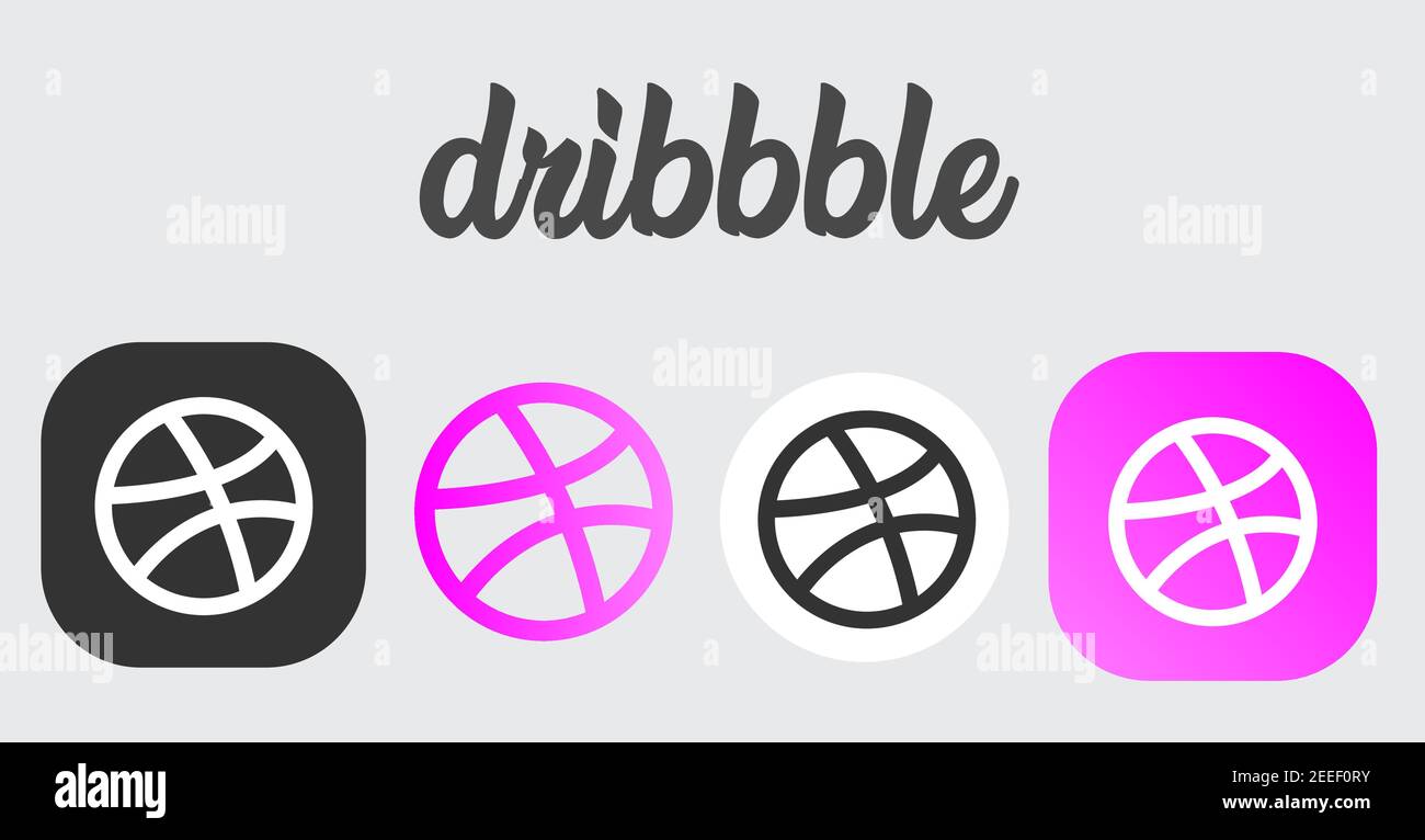 Dribble Flat Icon Design Sito web dribble pulsante dei social media logo Illustrazione Vettoriale