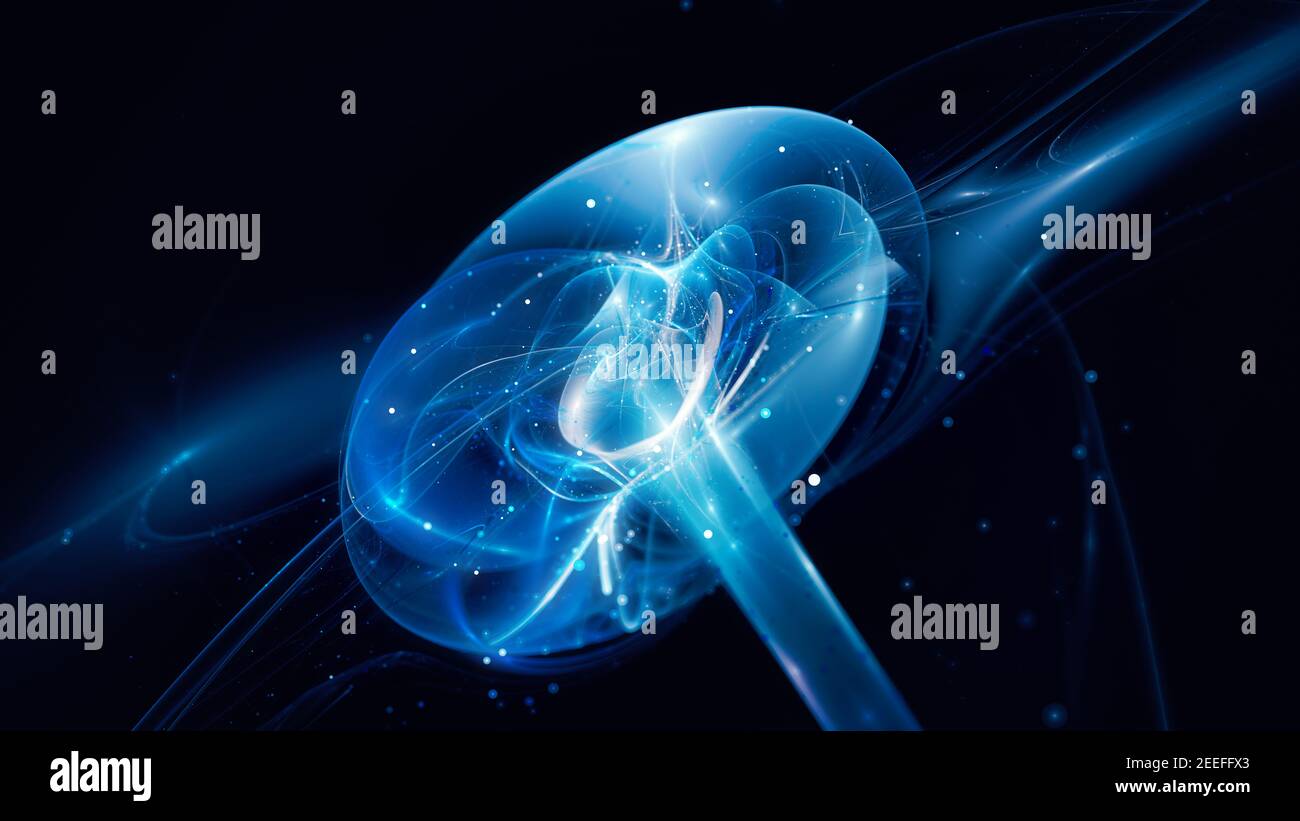 Portale interstellare blu, sfondo astratto generato dal computer, rendering 3D Foto Stock