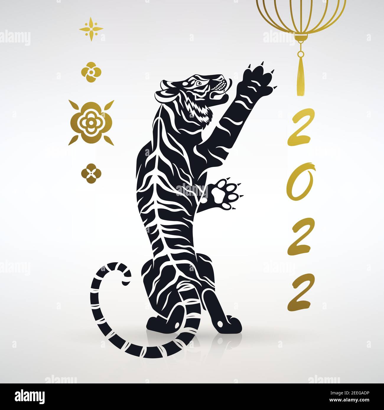 simbolo della tigre dell'anno su uno sfondo chiaro Illustrazione Vettoriale