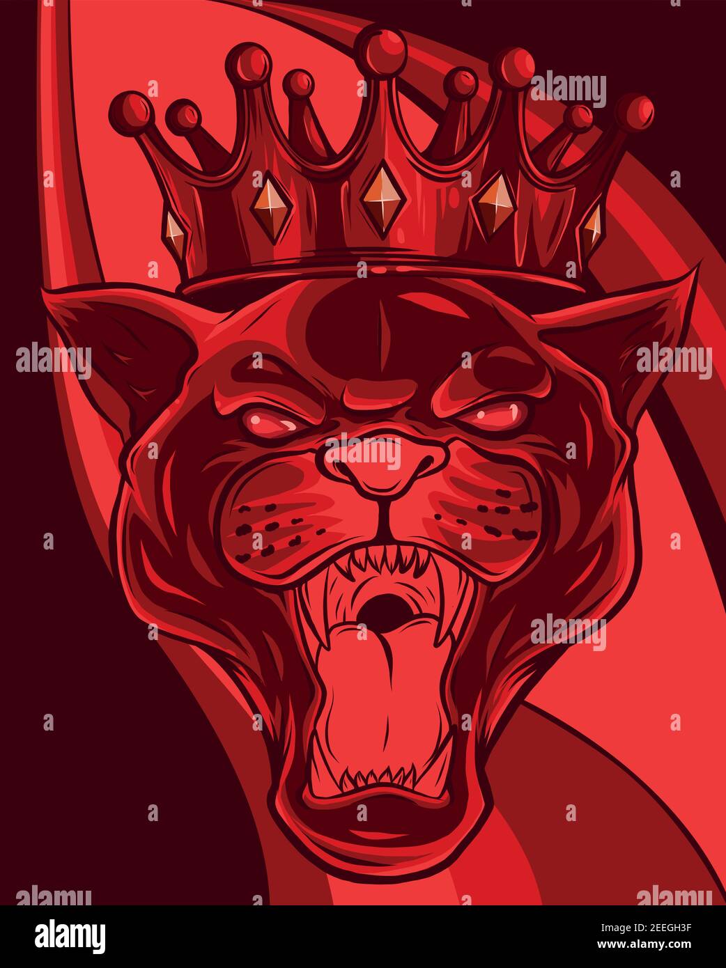 Testa Panther nella corona. Disegno di illustrazione vettoriale Illustrazione Vettoriale
