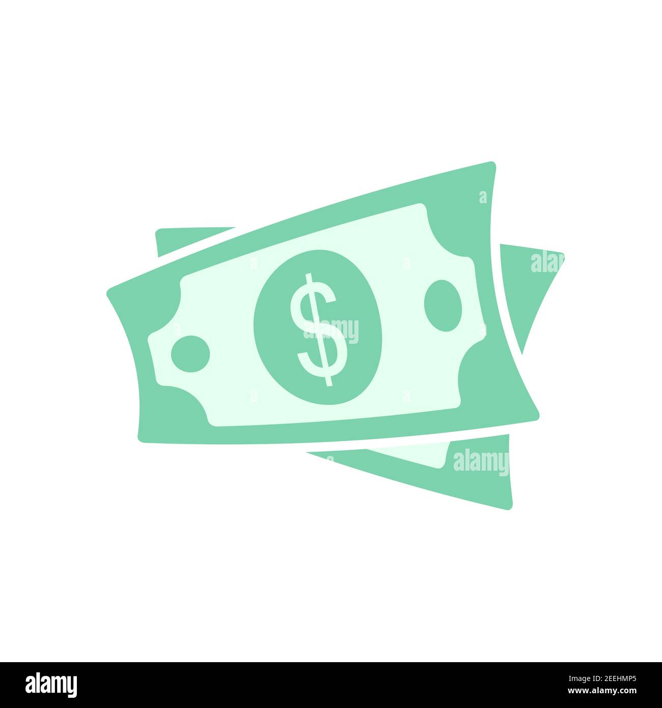 Icona del dollaro in contanti. Simbolo valuta. Soldi verdi in stile piatto. Illustrazione vettoriale isolata su sfondo bianco. Illustrazione Vettoriale