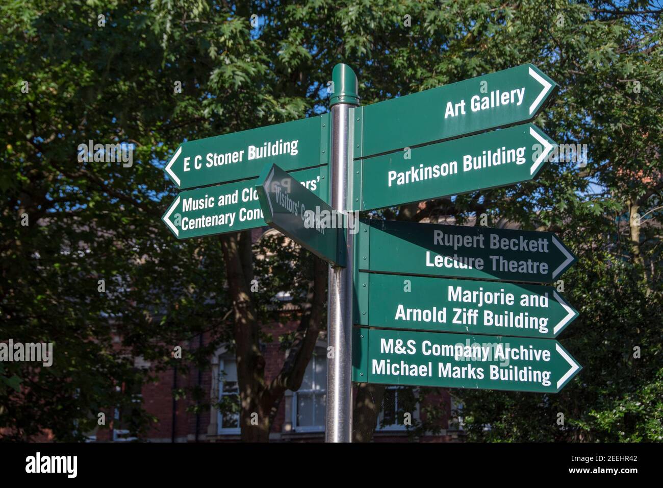 Cartello del campus, Università di Leeds Foto Stock