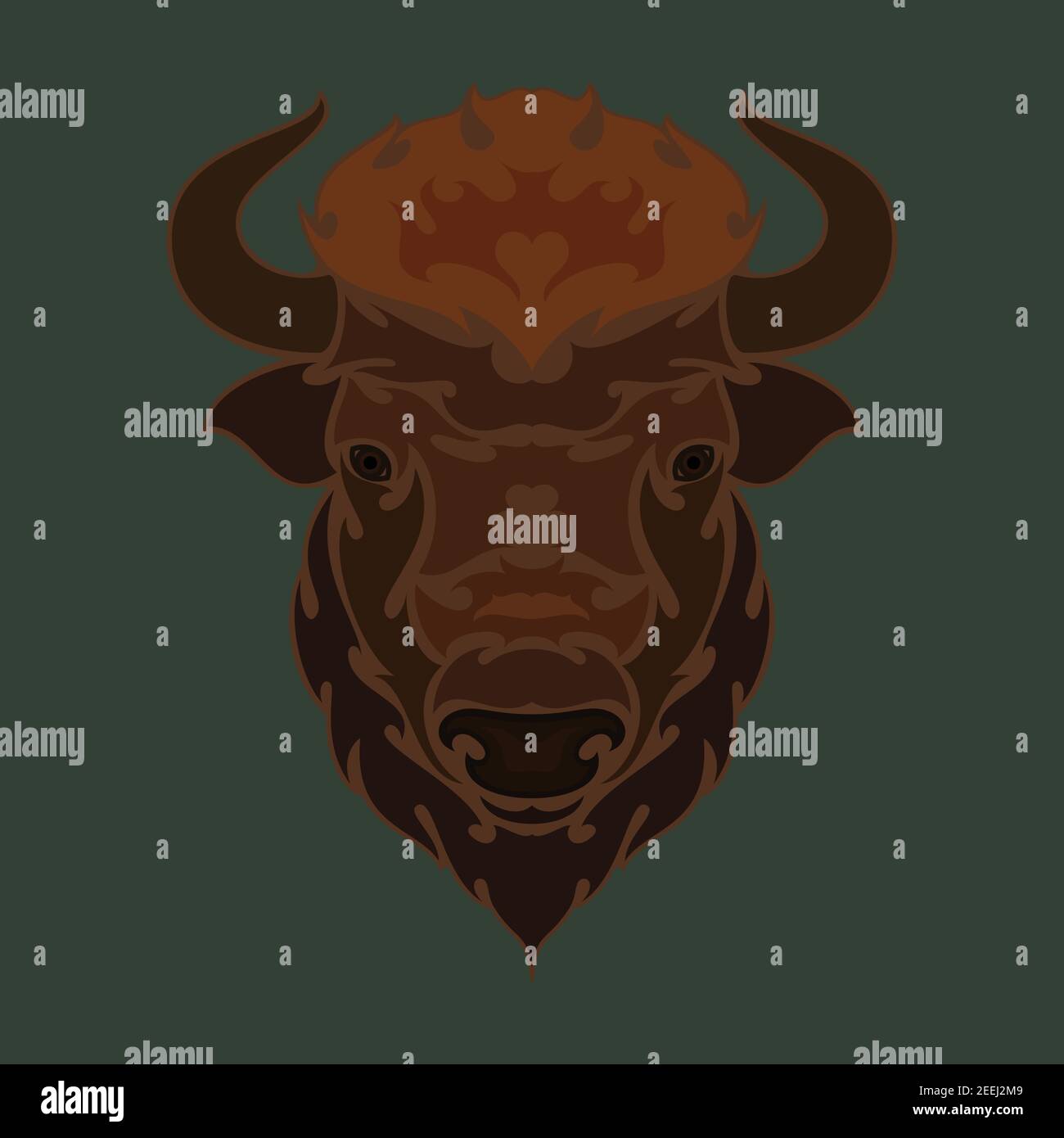 Ritratto astratto disegnato a mano di un bisonte. Illustrazione colorata e stilizzata da Vector per tatuaggio, logo, decorazioni da parete, stampa di T-shirt o outwear. Questo dra Illustrazione Vettoriale