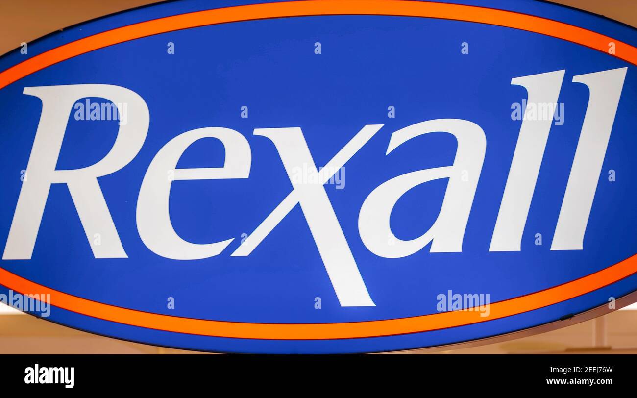 Rexall store segno: Farmacia noto per la vendita di alta qualità prodotti medici a un prezzo ragionevole Foto Stock